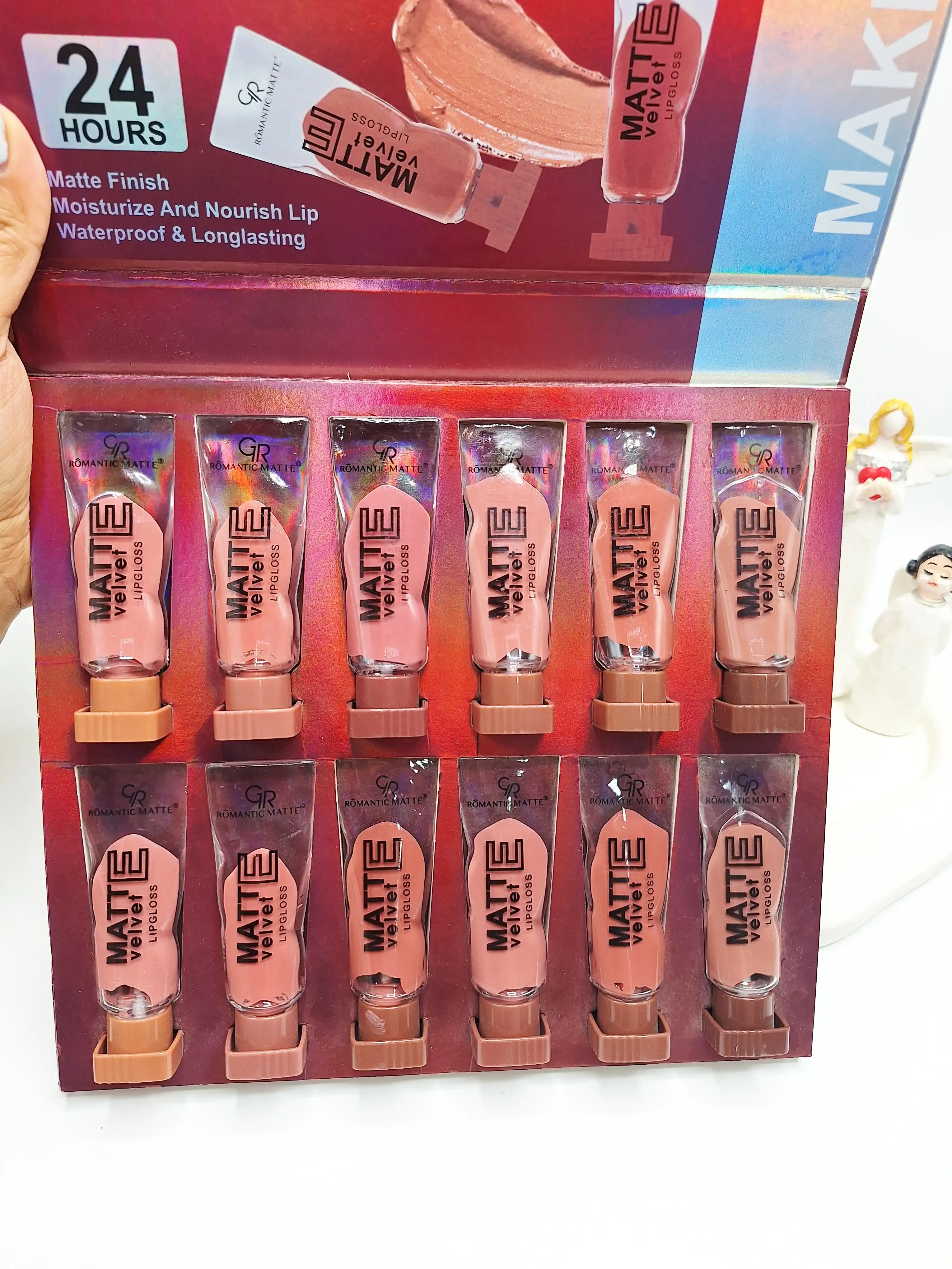 پک 12 تایی رژ مایع 24ساعته رومانتیک مات کد 0124